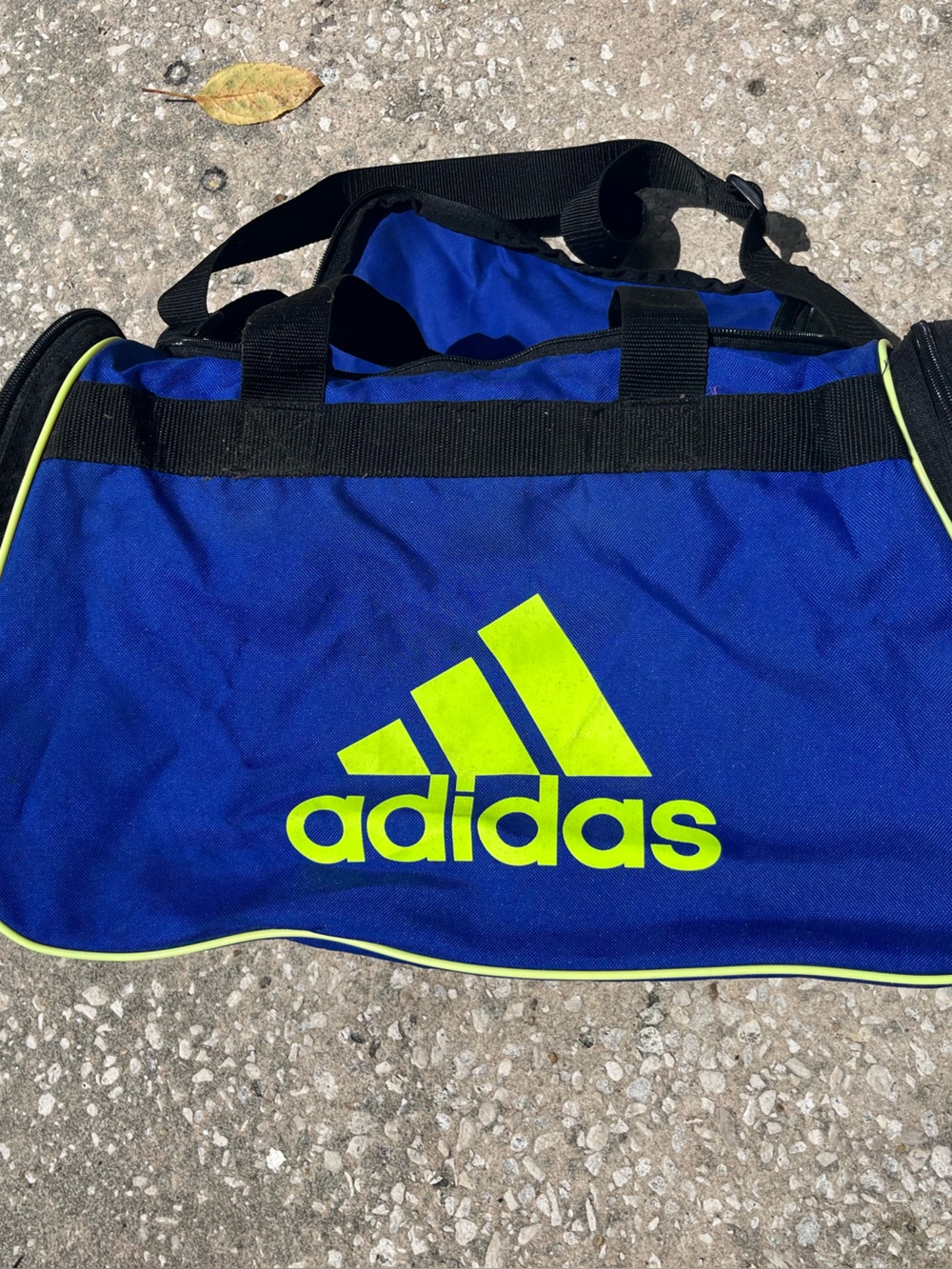 Adidas Blue Duffel Bag with Neon Yellow/Green Accents
